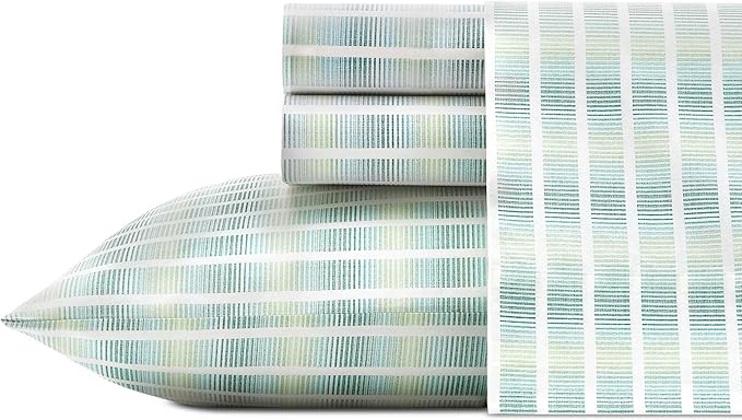 Tommy Bahama - King Size Sheet Set, 100% Cotton Percale Bedding with a Crisp & Cool Feel, Bed Sheets with Matching Fitted Sheet & Pillowcases (Off The Grid Green, King)