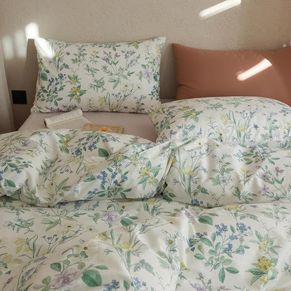 Floral Comforter Twin XL Down Alternative Light Weight Bedding Set Cute Soft Cotton Girls Bedding Comforter Sets Flower Fluffy Boho Cozy Bed Comforter with 2 Pillowcases