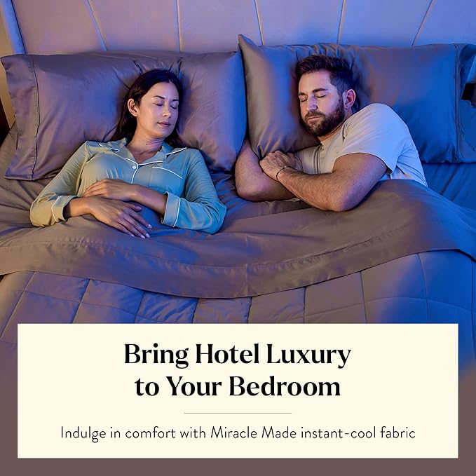 Miracle Made All-Season Cotton Duvet Cover – Water-Resistant, Lightweight, Breathable Bedding – Compatible with 3-Temperature Zone Comforter – Full/Queen, Stone