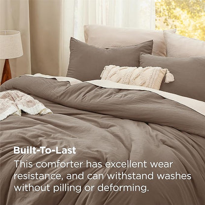 Bedsure King Comforter Set, Brown Soft Prewashed Bedding for All Seasons, 3 Pieces GentleSoft™ Bed Set, 1 Lightweight Comforter (104"x90") and 2 Pillowcases (20"x36")