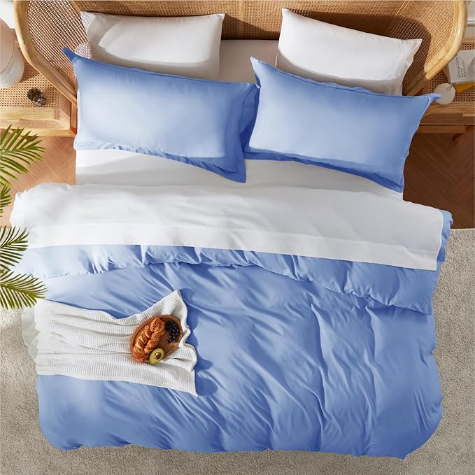 Nestl Twin Duvet Cover Set - Soft Double Brushed Calm Blue Duvet Cover Twin/Twin XL, 2 Piece, with Button Closure, 1 Duvet Cover 68x90 inches and 1 Pillow Sham