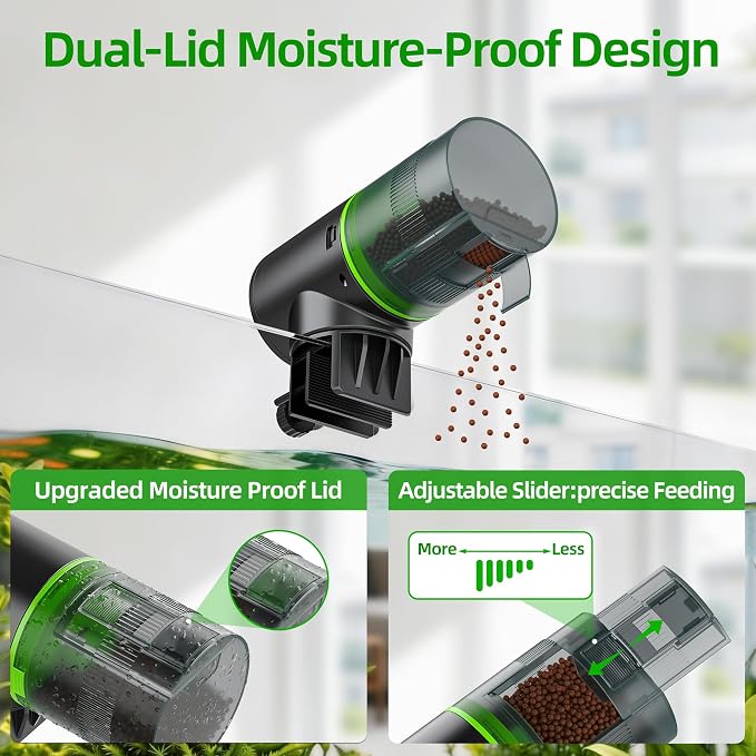 Freesea Automatic Fish Feeder for Aquarium: One-Touch Easy Setup & 3 Timers | 7-14 Day Supply with 200ML Food Dispenser - Worry-Free Vacation Feeding for Betta Turtle Tank