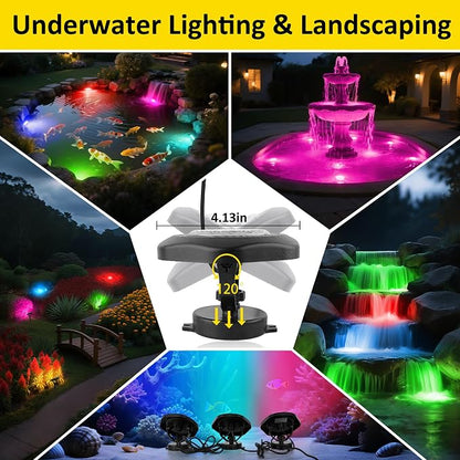 T-SUN Pond Lights LED Underwater 16M Colors with App and Remote 10 Pack | Dimmable,Timer,IP68 Waterproof Submersible Fountain Lights Led Underwater Pond Lights for Outdoor Pond Koi Aquarium Garden
