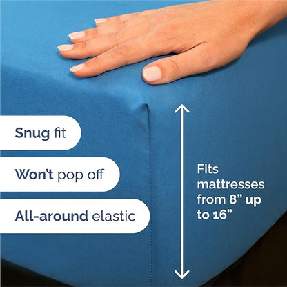 King 6 Piece Sheet Set - Comfy Breathable & Cooling - Ultra-Soft Hotel Luxury Bedding Set with 8-16 Inch Deep Pockets - 1 Flat & 1 Fitted Sheet & 4 Pillowcases - Wrinkle Free & Easy Care - Denim Blue