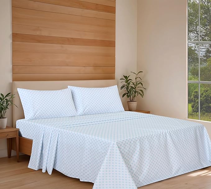 RUVANTI 100% Organic Cotton Sheets California King, Percale Weave, GOTS Certified, 4-Piece Set, Deep Pocket 13", Crisp & Breathable, Soft Durable Bedding, Sábanas Algodón Orgánico – Circle Imprint