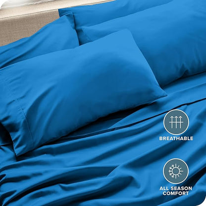 Bare Home Microfiber Bulk Pillow Cases - King Set of 4 - Cooling Pillowcases - Double Brushed - Medium Blue Pillowcases 4 Pack - Easy Care (King - 4 Pack, Medium Blue)