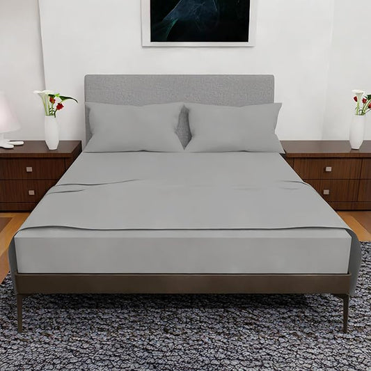 Royal Bliss King Size Sheets Set - 4 Piece Bedding - Wrinkle Free, Double Brushed, Cooling, Deep Pocket Set (Silver)