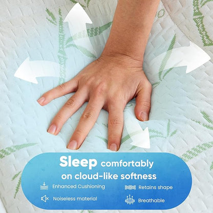 DUMOS Dual Layer 4 Inch Twin Mattress Topper, Memory Foam Mattress Topper - 2 Inch Gel Memory Foam and 2 Inch Pillow Top Mattress Pad Cover for Back Pain, Thick Soft Topper with 8-16 Inch Deep Pocket