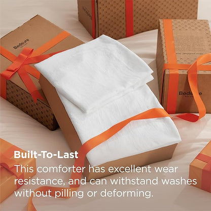 Bedsure California King Comforter Set, White Soft Prewashed Bedding for All Seasons, 3 Pieces GentleSoft™ Bed Set, 1 Lightweight Comforter (104"x96") and 2 Pillowcases (20"x36")