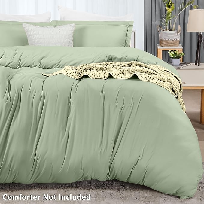 Utopia Bedding Duvet Cover Full Size - 3 Piece with Zipper Closure - 1 Comforter Cover 80X90 Inches & 2 Pillow Shams 20X26 Inches (Sage) Comforter Not Included