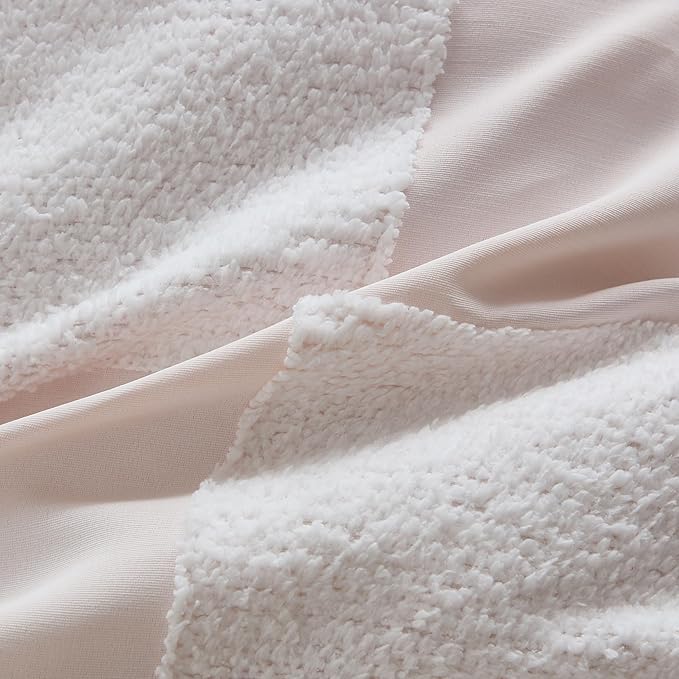 Kids Comforter Set Bedding Set Bed in a Bag for Boys and Girls Toddlers Printed Sheet Set and Comforter, Twin, Chenille Checkered Blush Pink