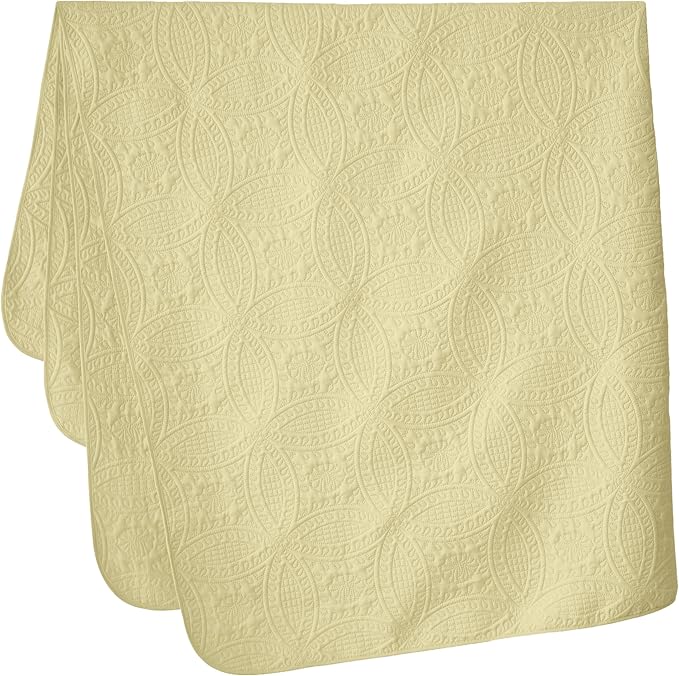 Chezmoi Collection Austin King Oversized Bedspread Set, 3-Piece Pinsonic Quilted Lightweight Microfiber Bedspread Coverlet, Pastel Yellow | Oversized, Lightweight, Fade Resistant