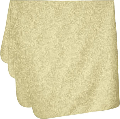 Chezmoi Collection Austin Queen Oversized Bedspread Set, 3-Piece Pinsonic Quilted Lightweight Microfiber Bedspread Coverlet, Pastel Yellow | Oversized, Lightweight, Fade Resistant