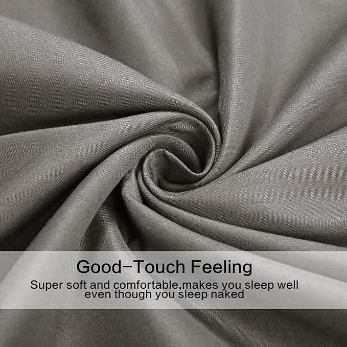 4 Piece Bed Sheet Set (Queen,Gray) 1 Flat Sheet,1 Fitted Sheet and 2 Pillow Cases,Brushed Microfiber Luxury Bedding with Deep Pockets