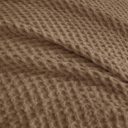 PHF Waffle Duvet Cover Set King Size, No Snagging Ultra Soft Luxury Textured Breathable Comforter Cover for All Season 3pcs, Durable Bedding Duvet Set with 2 Pillow Shams, 104"x90", Mocha