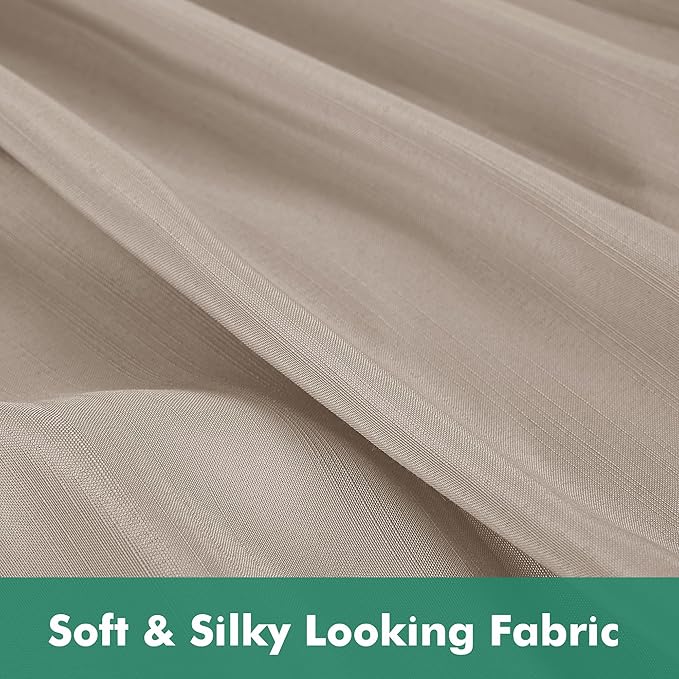 Biscaynebay Wrap Around Bed Skirts with Split Corners for Queen Beds 16" Drop, Light Camel Elastic Dust Ruffles Adjustable Easy Fit Wrinkle & Fade Resistant Silky Luxurious Fabric Machine Washable