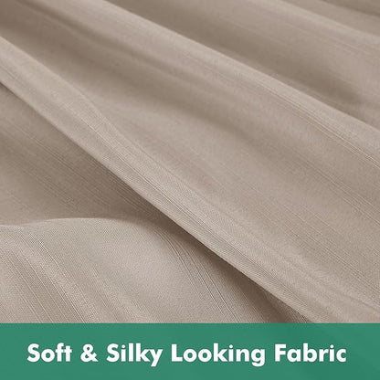 Biscaynebay Wrap Around Bed Skirts with Split Corners for Queen Beds 14" Drop, Light Camel Elastic Dust Ruffles Adjustable Easy Fit Wrinkle & Fade Resistant Silky Luxurious Fabric Machine Washable