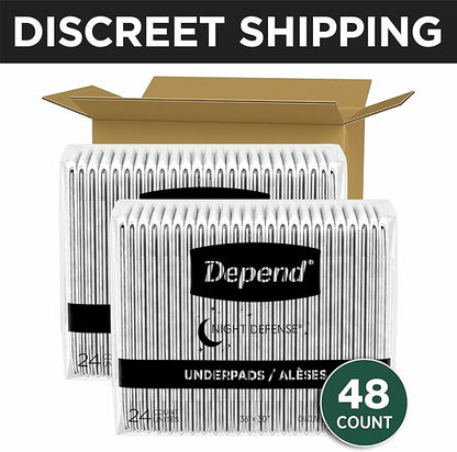 Depend Underpads XL, Disposable Incontinence Bed Pads for Adults, Slip Resistant, 36" x 30", 48 Count
