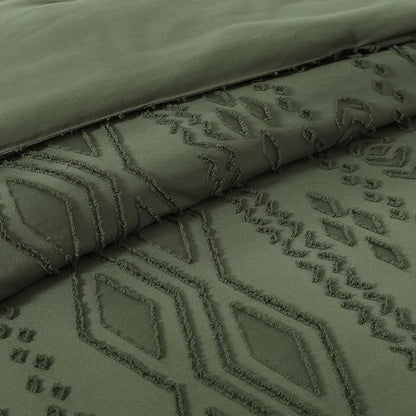 WRENSONGE Oversize Queen Comforter Set with Sheets - 7 Pieces Olive Green Tufted Bed in a Bag Oversize Queen Shabby Chic Bedding Sets with 1 Comforter, 2 Sheets, 2 Pillowcases & 2 Shams