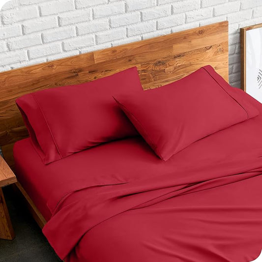 Bare Home Microfiber Pillow Cases - Standard/Queen Size Set of 2 - Cooling Pillowcases - Double Brushed - Red Pillowcases 2 Pack - Easy Care (Standard Pillowcase Set of 2, Red)