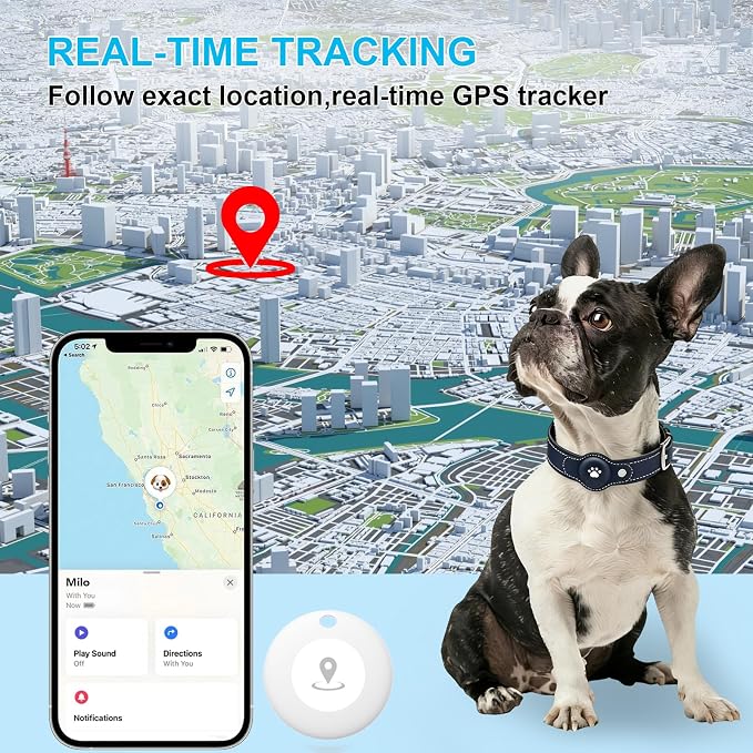 New GPS Tracker for Dogs: Smart Pet Collar with Real-Time Tracking,No Monthly Fee/Subscription (iOS & Android) Waterproof, Anti-Lost,365-Day Long Battery Life GPS Tracker Dog Collar(Tracker Included)