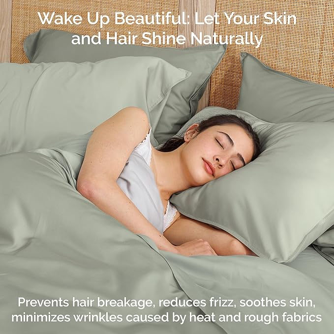 Viscose Bamboo Twin XL Sheets 3PC Set - Extra Long - Cooling Bedding for Hot Sleepers with Moisture Wicking Technology - Silky Soft 16 Inch Deep Pocket, Sage - 38" x 80"