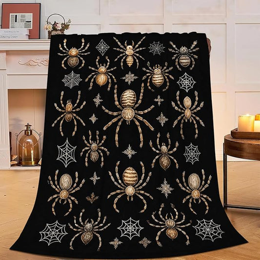 Gothic Spider Blanket Super Soft Warm Fluffy Fleece Flannel Insect Throw Blanket Cozy Fuzzy Plush Stuff Bedding Blankets Gifts for Women Kids Boys Girls Adults 80"X60"