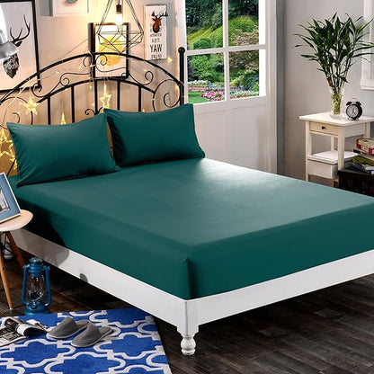 Elegant Comfort 1500 Premium Hotel Quality 1-Piece Fitted Sheet, Softest Quality Microfiber-Deep Pocket up to 16 inch,Wrinkle and Fade Resistant, Full, Marine Teal