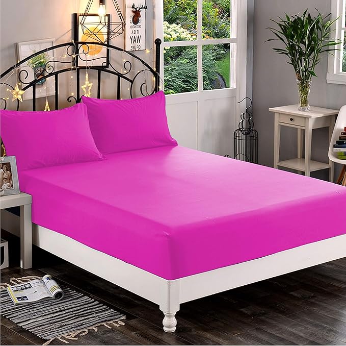 Elegant Comfort 1500 Premium Hotel Quality 1-Piece Fitted Sheet, Softest Quality Microfiber - Deep Pocket up to 16 inch, Wrinkle and Fade Resistant, Twin/Twin XL, Hot Pink
