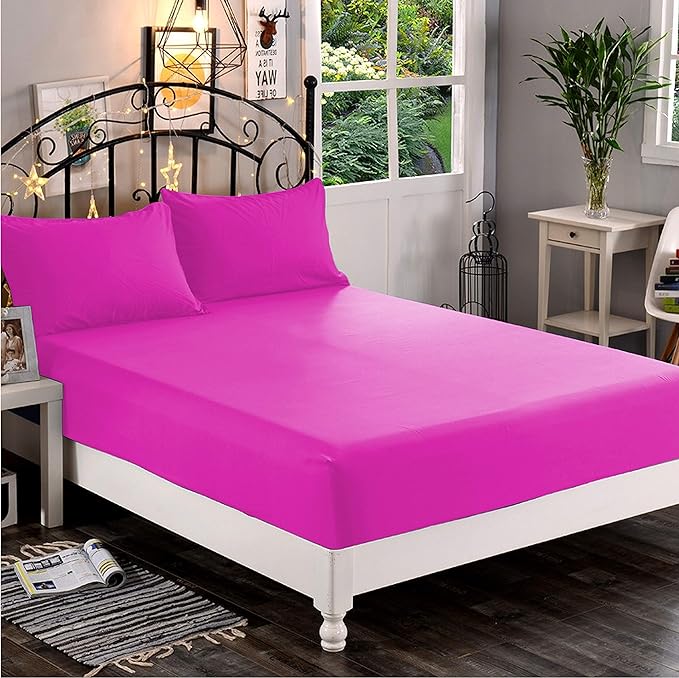 Elegant Comfort 1500 Premium Hotel Quality 1-Piece Fitted Sheet, Softest Quality Microfiber - Deep Pocket up to 16 inch, Wrinkle and Fade Resistant, Twin/Twin XL, Hot Pink