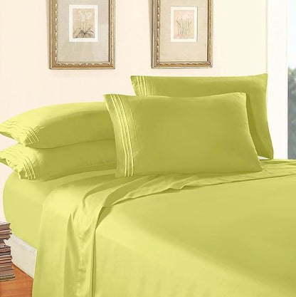 Elegant Comfort Luxury 1500 Premium Hotel Quality Microfiber 4-Piece Sheet Set - Wrinkle Resistant, All Around Elastic Fitted Sheet, Deep Pocket up to 16", Queen, Pistachio Green