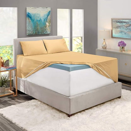 Hearth & Harbor Extra Deep Pocket Sheets - Fits Mattress 18-24 Inches Deep - Extra Deep Pocket Twin XL Sheets Sets - 4 Piece Twin XL Size - Camel