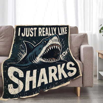 Shark Blanket Super Soft Warm Fluffy Fleece Flannel Sea Animal Throw Blanket Cozy Fuzzy Plush Stuff Bedding Blankets Gifts for Women Kids Boys Girls Adults 80"X60"