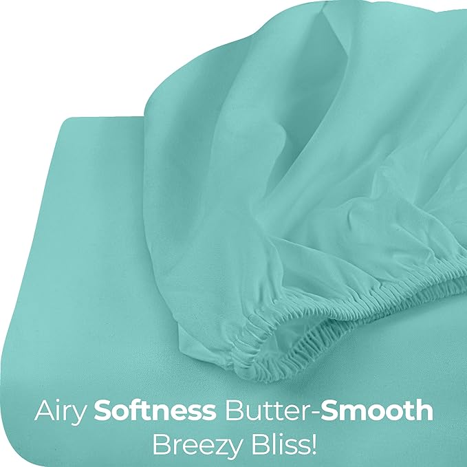 Utopia Bedding Twin Fitted Sheet - Bottom Sheet - Deep Pocket - Soft Microfiber - Shrinkage and Fade Resistant - Easy Care - 1 Fitted Sheet Only (Spa Blue)
