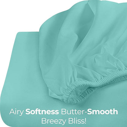 Utopia Bedding Twin Fitted Sheet - Bottom Sheet - Deep Pocket - Soft Microfiber - Shrinkage and Fade Resistant - Easy Care - 1 Fitted Sheet Only (Spa Blue)