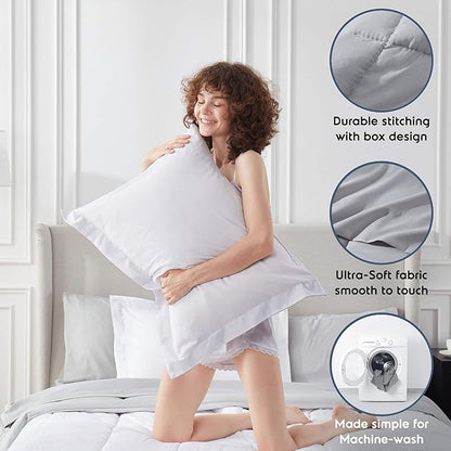 Nestl 7 Piece King Comforter Set – White Reversible Bed in a Bag – Complete King Size Bedding Set with Sheets, Pillowcases and Shams