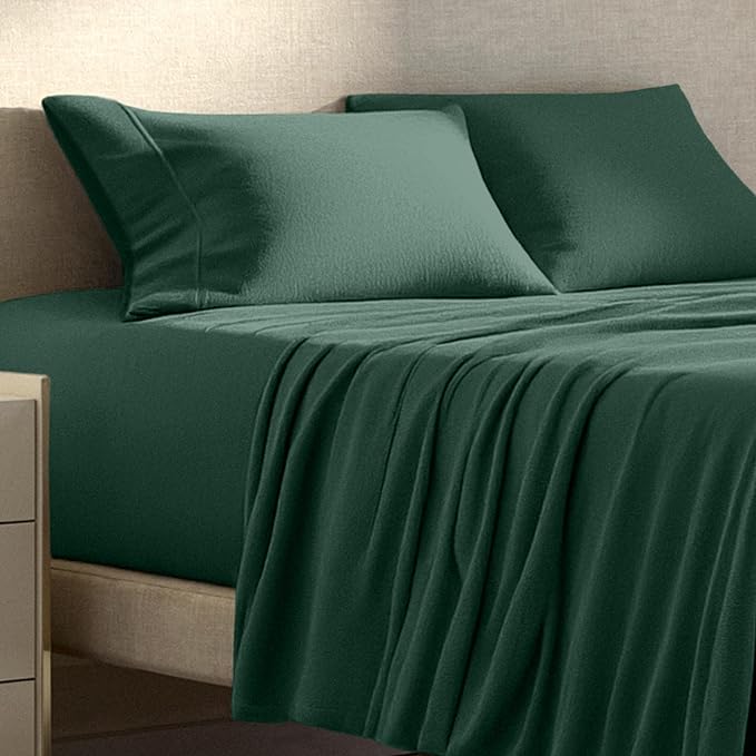 Bare Home Super Soft Fleece Sheet Set - Queen Size - Extra Plush Polar Fleece, No-Pilling Bed Sheets - All Season Cozy Warmth (Queen, Forest Green)