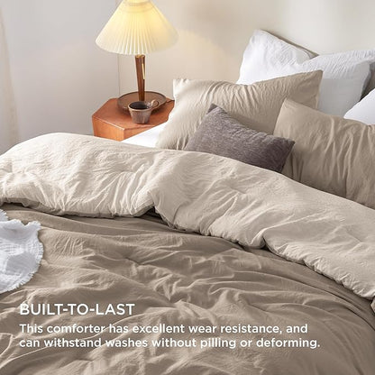 Bedsure King Comforter Set, Khaki Beige Soft Prewashed Bedding for All Seasons, 3 Pieces GentleSoft™ Bed Set, 1 Lightweight Comforter (104"x90") and 2 Pillowcases (20"x36")