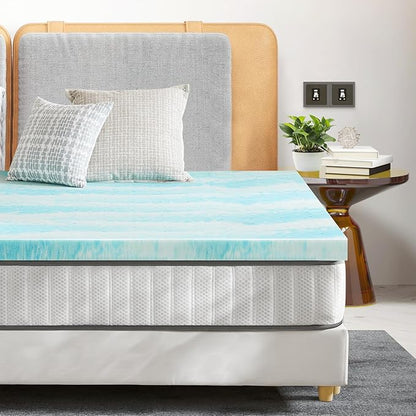 Sweetcrispy Mattress Topper Twin, Memory Foam 4 Inch Thick Gel Infused Cooling Toppers Pad for Twin Size Bed, Sleeper Sofa, RV, Camper, CertiPUR US, Breathable