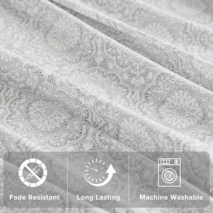 Comfort Spaces Extra Deep Pocket, 100% Cotton King Fits up to 24" Mattress, Breathable, Naturally Cool, Soft, All Seasons Sheet Set, Adelia Grey 4 Piece