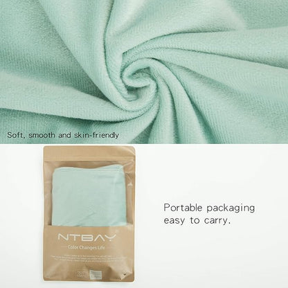NTBAY Zippered Velvet Square Throw Pillow Covers, 2 Pack Soft and Luxury Decorative Cushion Cases, 18x18 Inches, Cyan