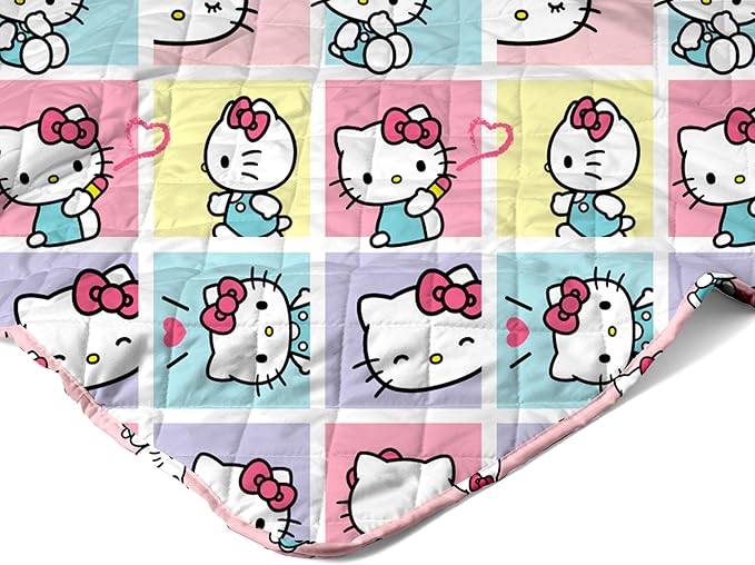 Northwest Hello Kitty Sweet As Can Be Quilted Throw, Comfy Throw, Adults Boys Girls, Soft Lightweight for Chair or Couch, 60 x 80 Inches