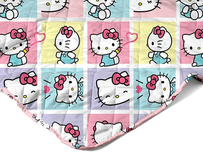 Northwest Hello Kitty Sweet As Can Be Quilted Throw, Comfy Throw, Adults Boys Girls, Soft Lightweight for Chair or Couch, 60 x 80 Inches