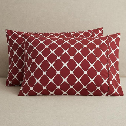 Elegant Comfort Luxury Ultra-Soft 2-Piece Pillowcase Set - 1500 Premium Hotel Quality Microfiber Double Brushed - Wrinkle Resistant, Bloomingdale Burgundy, Standard/Queen Size