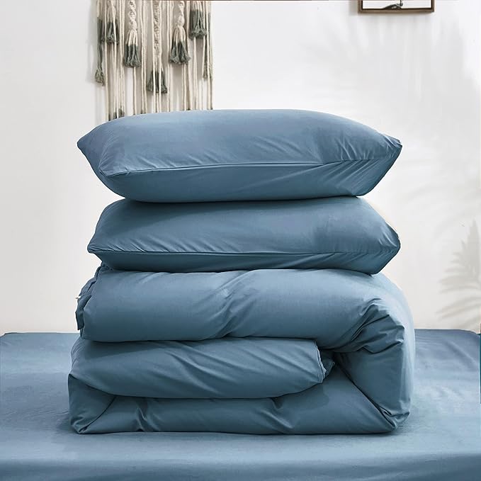 Luxlovery Lake Blue Comforter Set Full Women Men Bedding Sets Dusty Blue Quilt Blanket Full Comfy Soft Lightweight Comfy Bedding Comforter Set with 2 Pillowcases