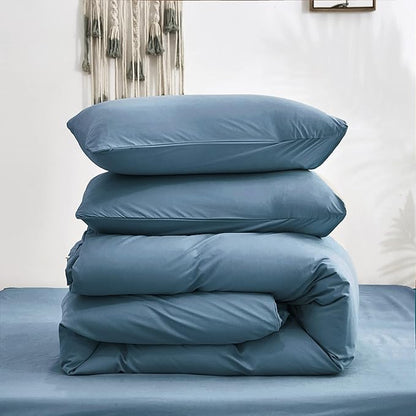 Luxlovery Lake Blue Comforter Set Full Women Men Bedding Sets Dusty Blue Quilt Blanket Full Comfy Soft Lightweight Comfy Bedding Comforter Set with 2 Pillowcases