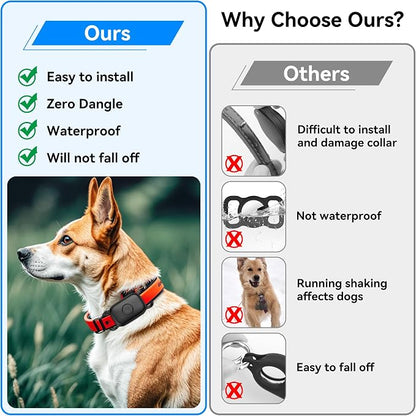 DDJ Dog Collar Holder for Tile Life360 Pro 2024 Tracker, 2-Pack Waterproof Silicone Cover Full-Body Protective Case for Tile Tracker Pet Collar, Ultra Durable, Scratch Resistant, Black,Pink