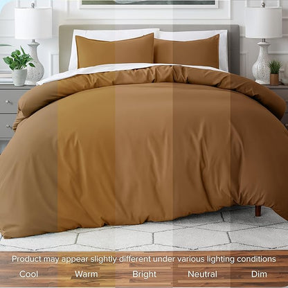 Bare Home Bedding Duvet Cover Extra Long Size - Premium 1800 Super Soft Collection - Lightweight, Cooling - Soft Breathable Bedding Duvet Cover (Twin/Twin XL, Caramel)