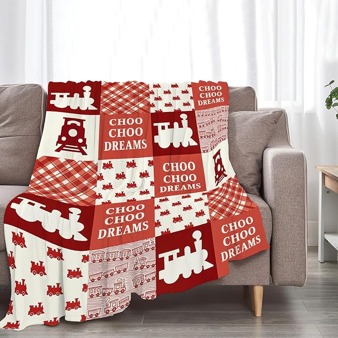 Train Blanket Super Soft Warm Fluffy Fleece Flannel Transportation Throw Blanket Cozy Fuzzy Plush Stuff Bedding Blankets Gifts for Teens Boys Kids Women Girls Adults 50"X40"