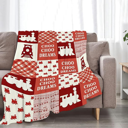 Train Blanket Super Soft Warm Fluffy Fleece Flannel Transportation Throw Blanket Cozy Fuzzy Plush Stuff Bedding Blankets Gifts for Teens Boys Kids Women Girls Adults 50"X40"